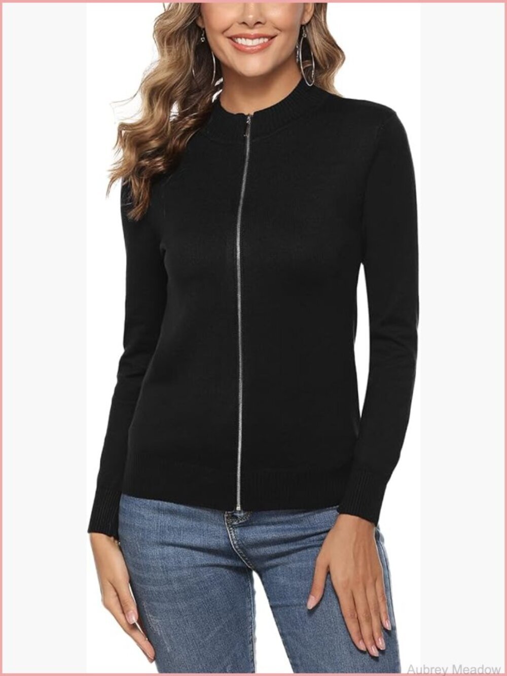 Women's Lightweight Zip Front Cardigan Sweater - Long Sleeve Knit Tops